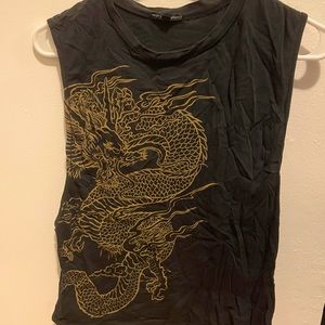 Truly Madly Deeply Sleeveless Dragon Print T-Shirt